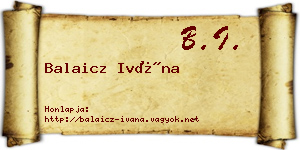 Balaicz Ivána névjegykártya